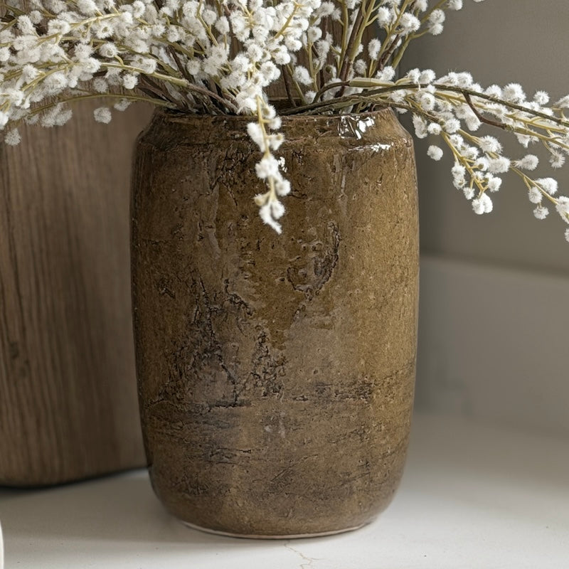 Handcrafted Glazed Olive Brown Pot and Vase Selection