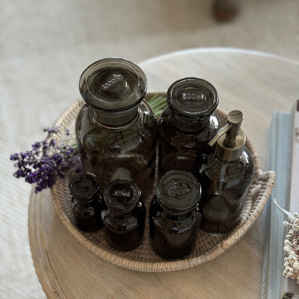 French Apothecary Glassware Sage Coal