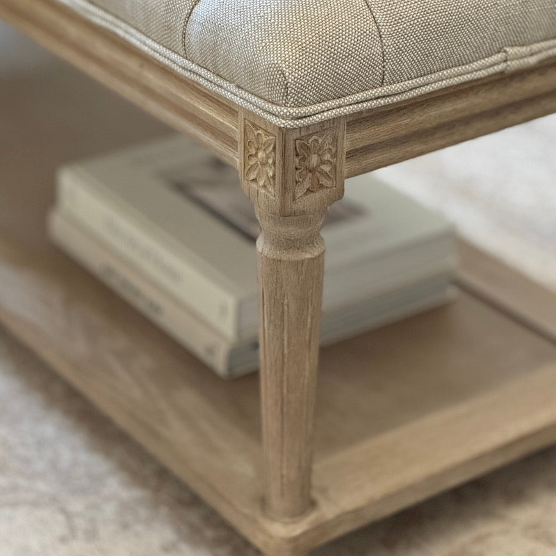 Henley Long Linen Wood Bench Stool
