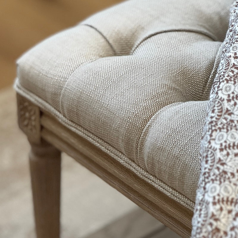 Henley Long Linen Wood Bench Stool