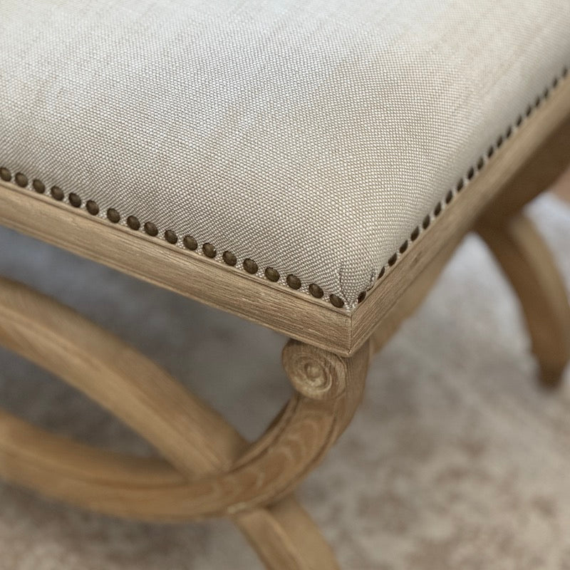 Henley Linen Wood Bench Stool