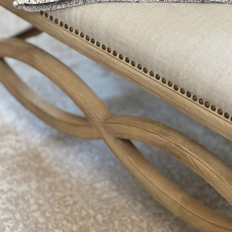 Henley Linen Wood Bench Stool