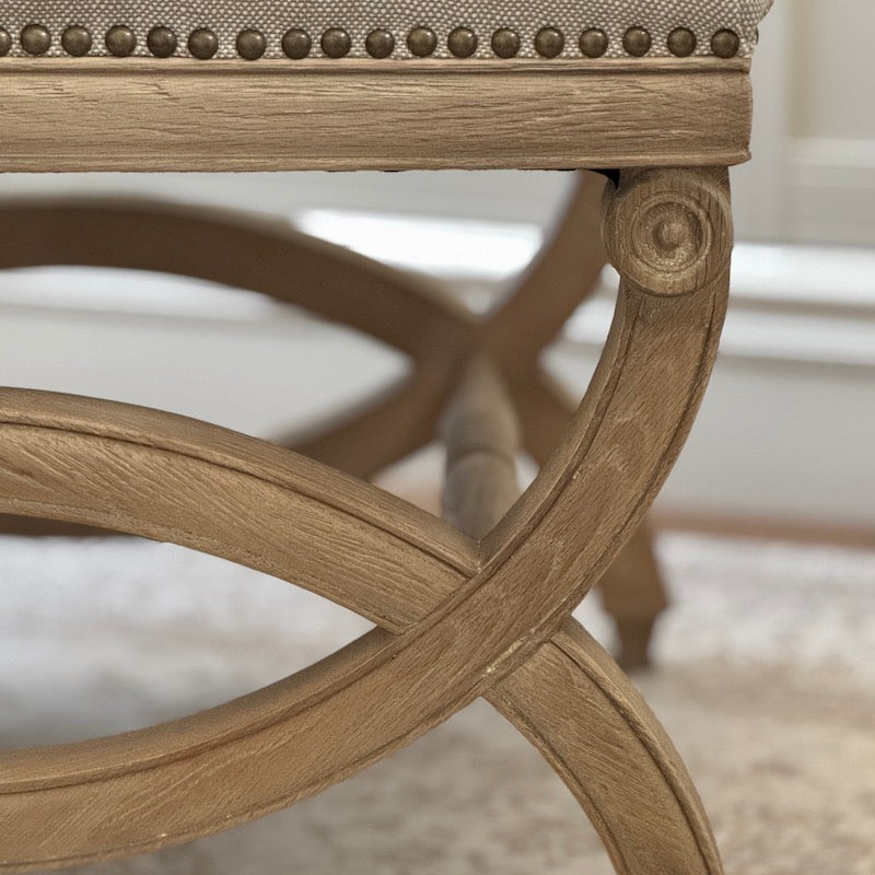 Henley Linen Wood Bench Stool