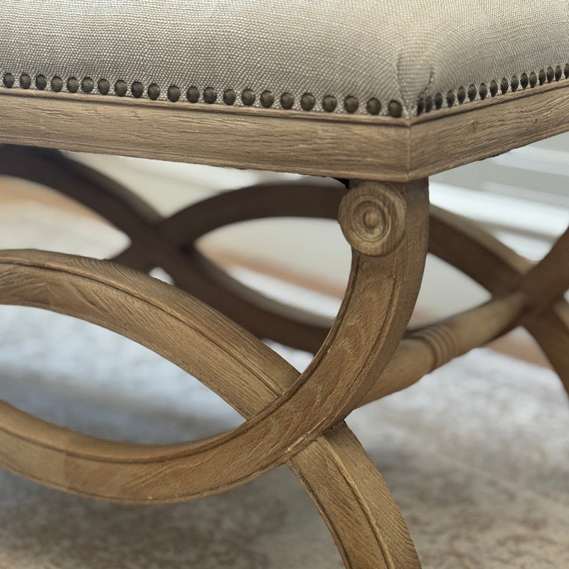 Henley Linen Wood Bench Stool