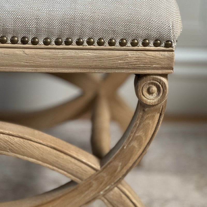 Henley Linen Wood Bench Stool