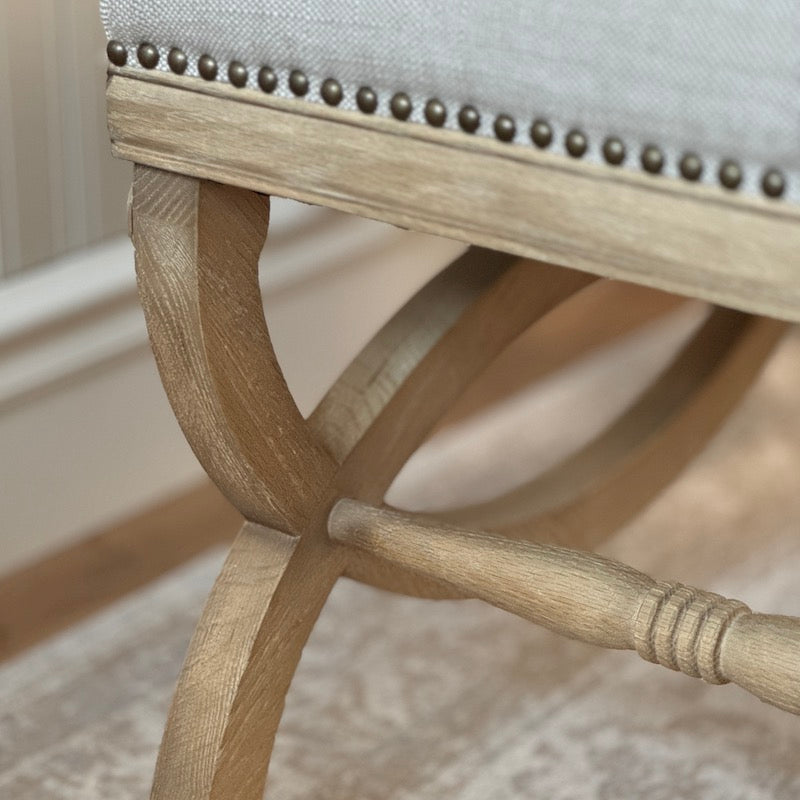 Henley Linen Wood Bench Stool