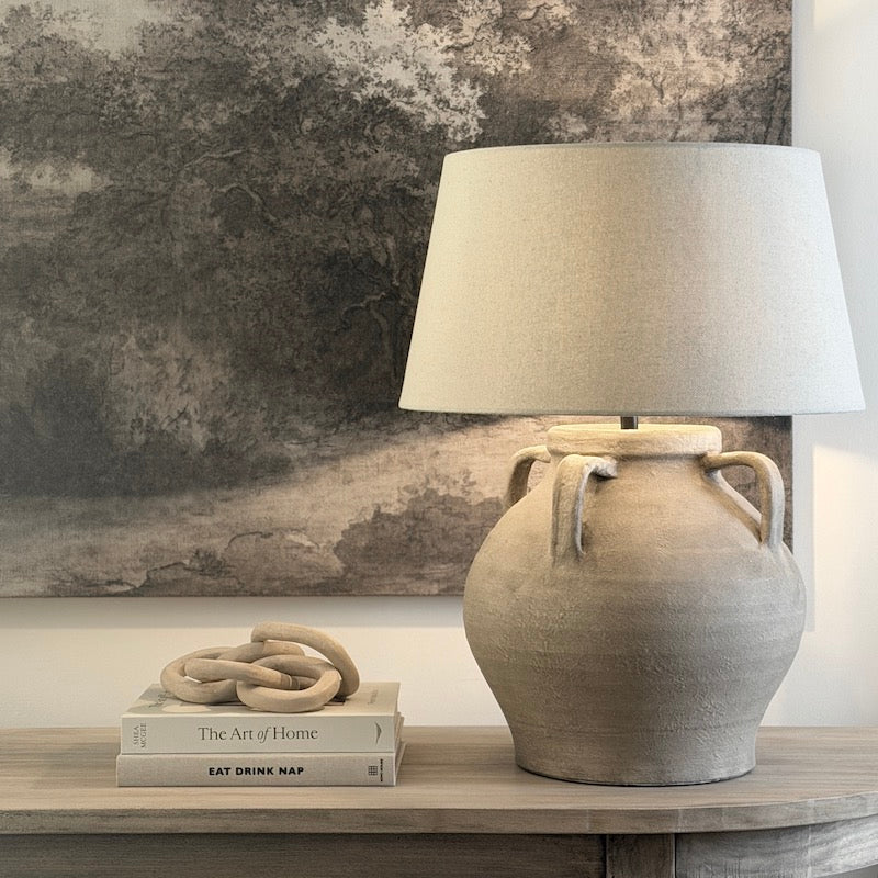 Etruscan Style Taupe Ceramic Lamp Base – Large