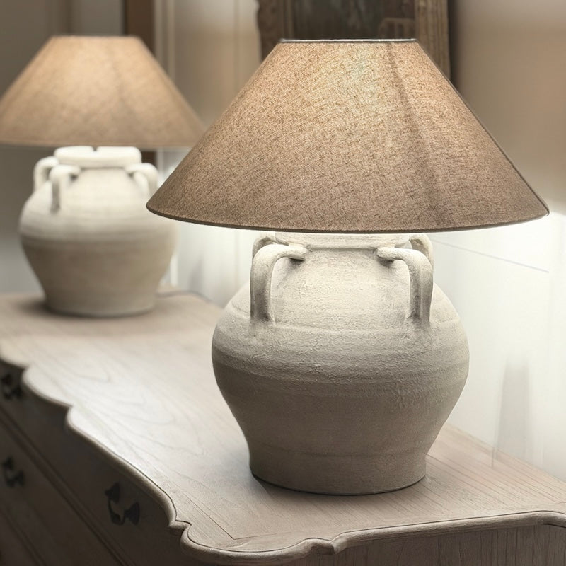 Etruscan Style Taupe Ceramic Lamp Base – Large