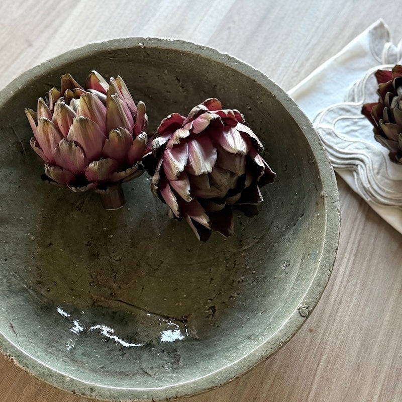 Large Glazed Moss Green Ceramic Bowl