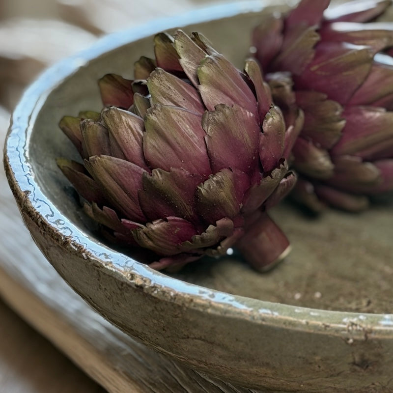 Large Glazed Moss Green Ceramic Bowl