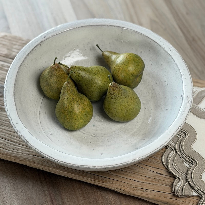 Large Antiqued White Glazed Bowl