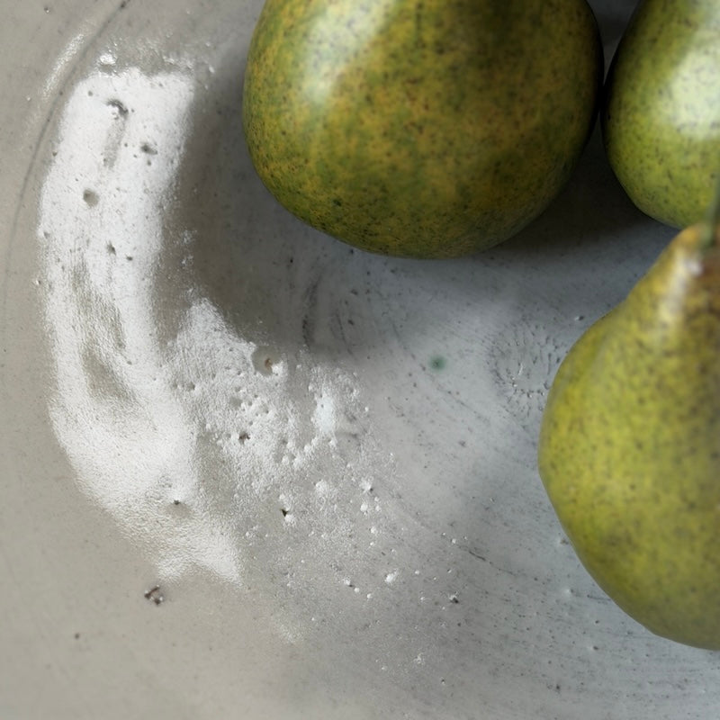 Large Antiqued White Glazed Bowl
