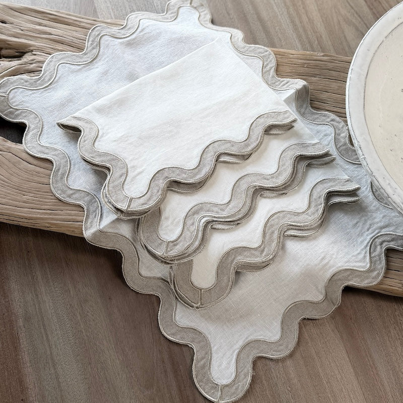 Ivory Linen Scallop Placemats – Set of 4