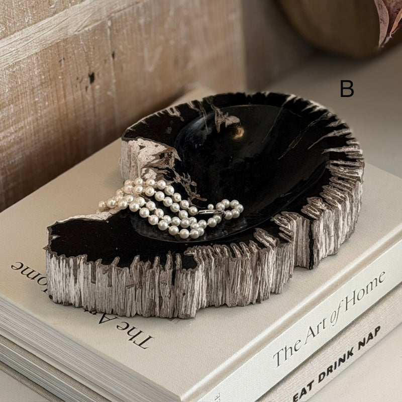 Petrified Wood Dark Fossil Catchall Bowl