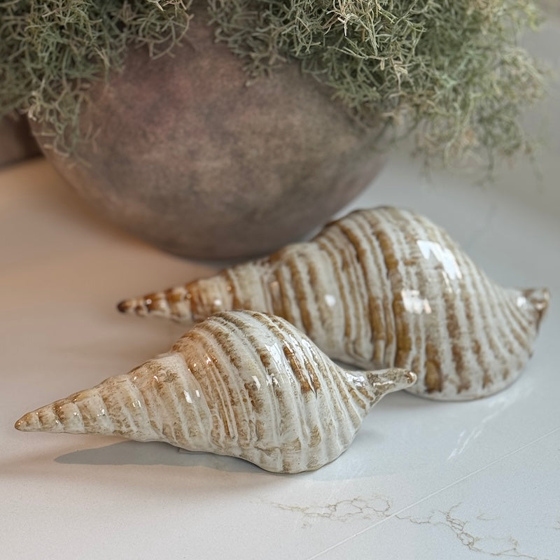 Ceramic Shell Ornament – Cream Sand
