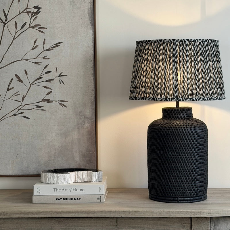 Charcoal Rattan Tea Caddy Lamp