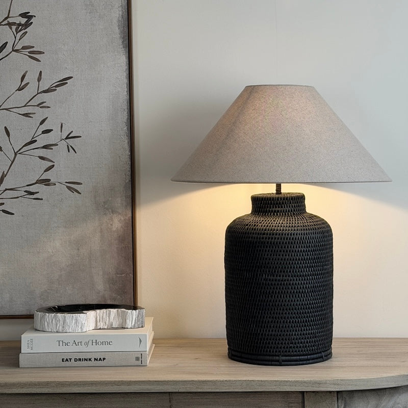 Charcoal Rattan Tea Caddy Lamp