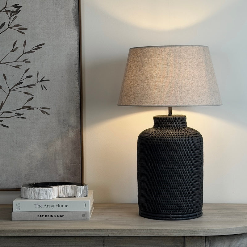 Charcoal Rattan Tea Caddy Lamp