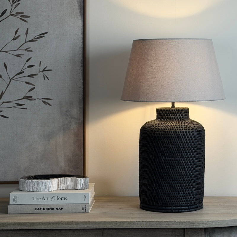 Charcoal Rattan Tea Caddy Lamp