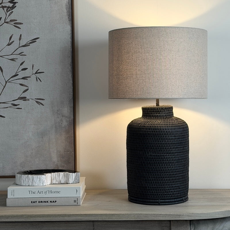 Charcoal Rattan Tea Caddy Lamp