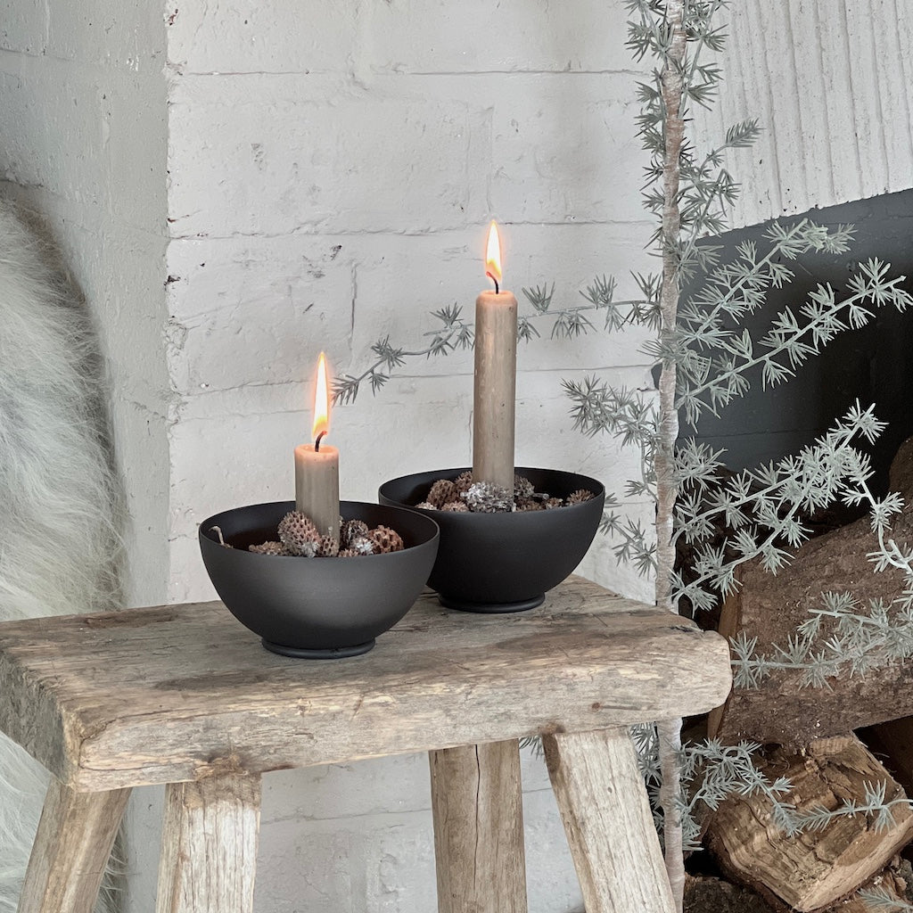 Metal Bowl Scoop Candle Holder