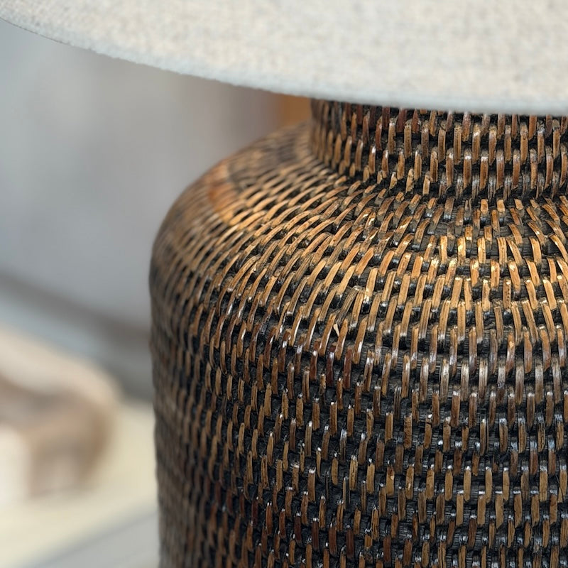 Antique Brown Rattan Tea Caddy Lamp