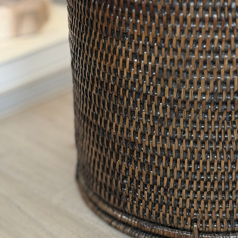 Antique Brown Rattan Tea Caddy Lamp