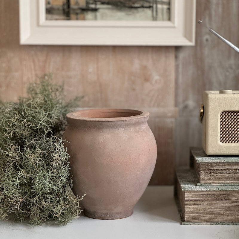 Dark Distressed Terracotta Handmade Vase Small