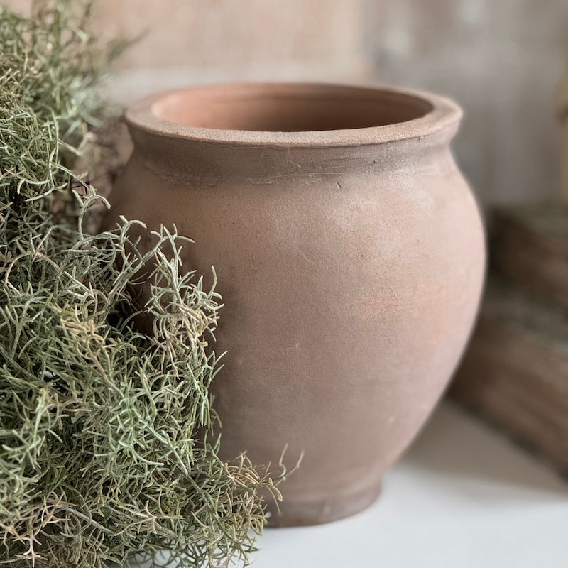 Dark Distressed Terracotta Handmade Vase Small