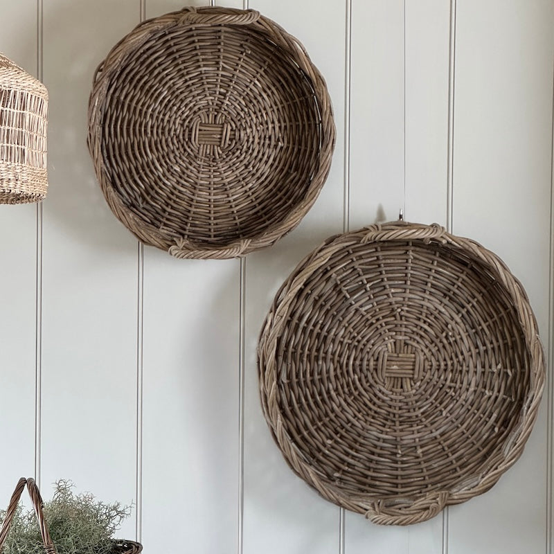 Round Woven Rattan Tray With Handles – Set of 2 Available