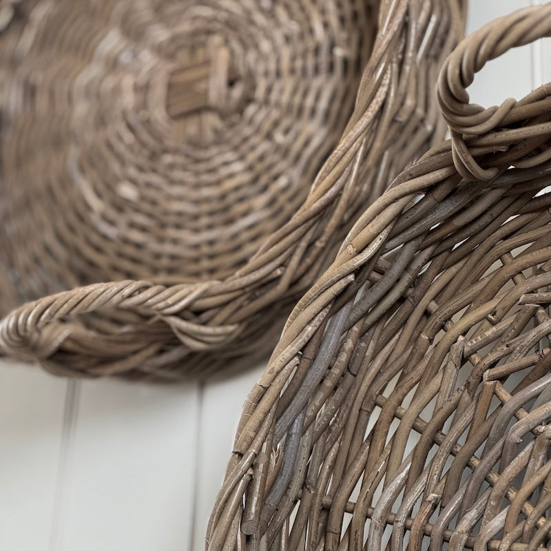 Round Woven Rattan Tray With Handles – Set of 2 Available