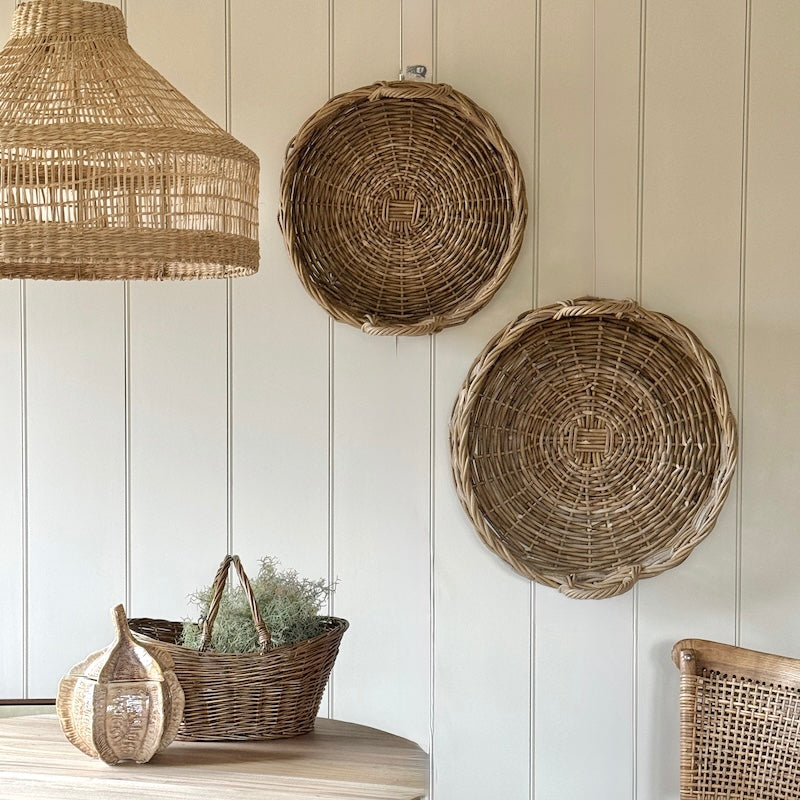 Round Woven Rattan Tray With Handles – Set of 2 Available