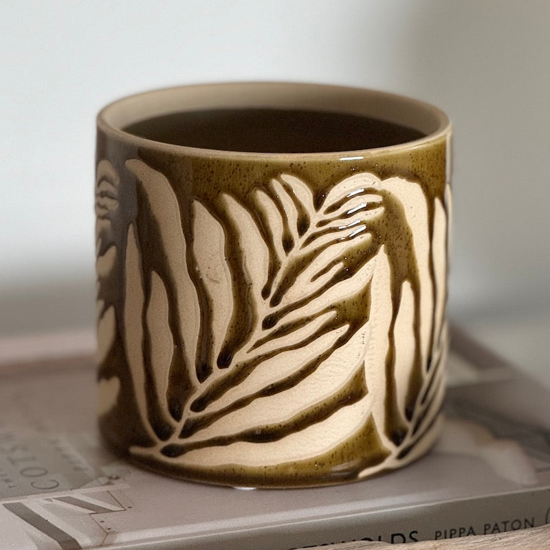 Small Plant Glazed Leaf Plant Pot