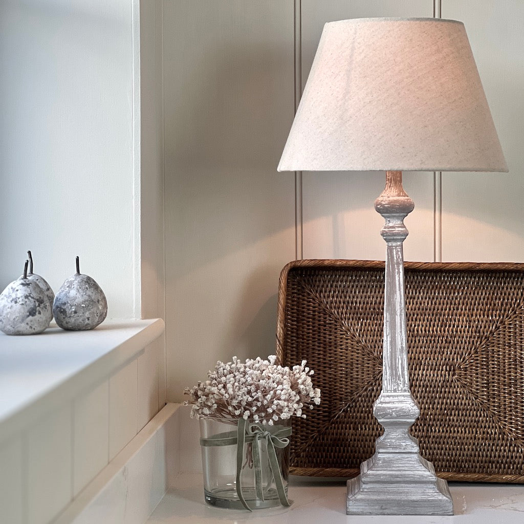 White Washed Taupe Table Lamp