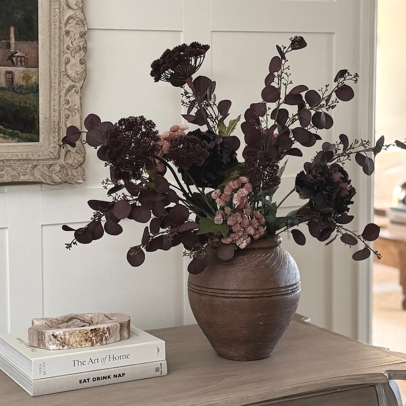 Earthy Ceramic Carved Rim Vase