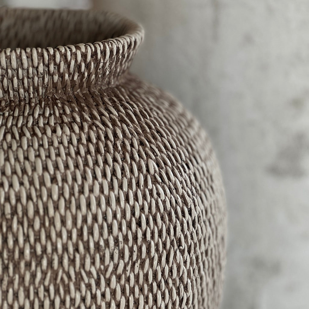 Faux Rattan Vase Nut Brown