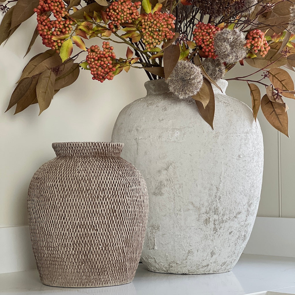 Faux Rattan Vase Nut Brown