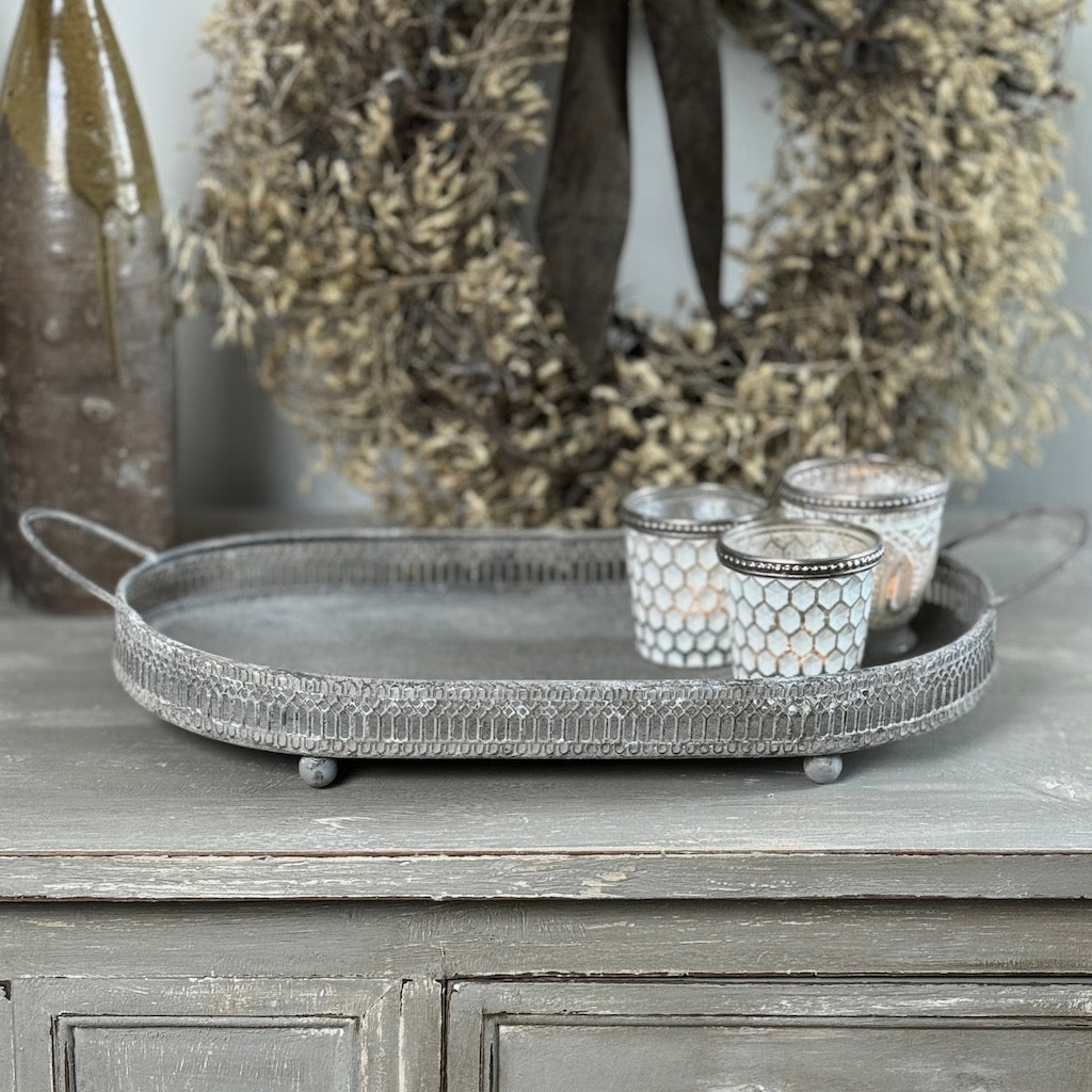 Ornate Oval Metal Tray