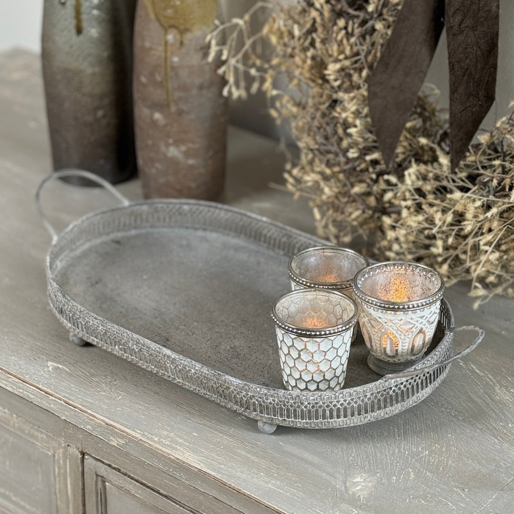 Ornate Oval Metal Tray