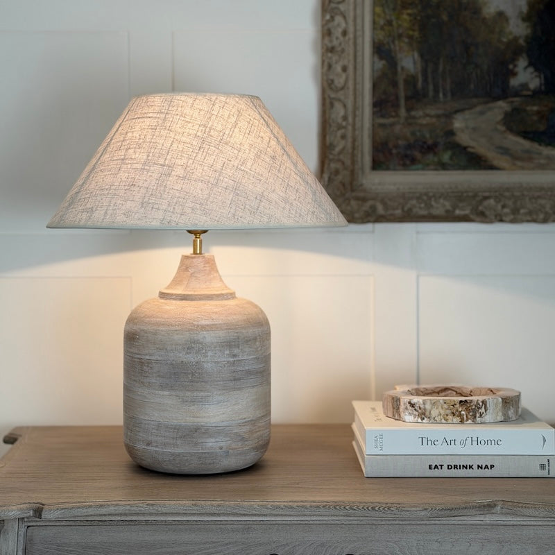 Okemo Limewash Wooden Table Lamp