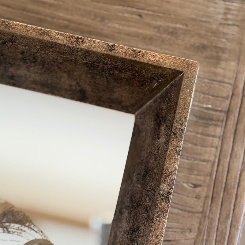 Antiqued Gold Square Mirrored Floral Tray