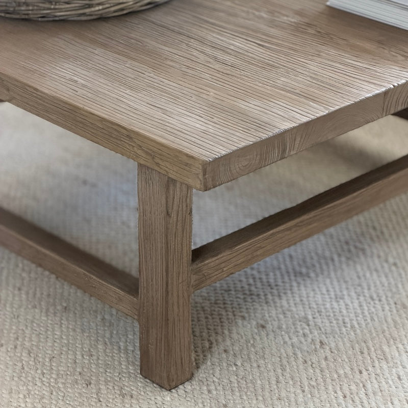 Reclaimed Elm Square Coffee Table Dark 105cm