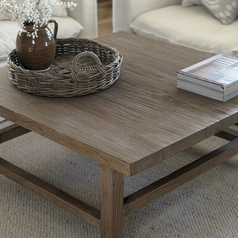 Reclaimed Elm Square Coffee Table Dark 105cm