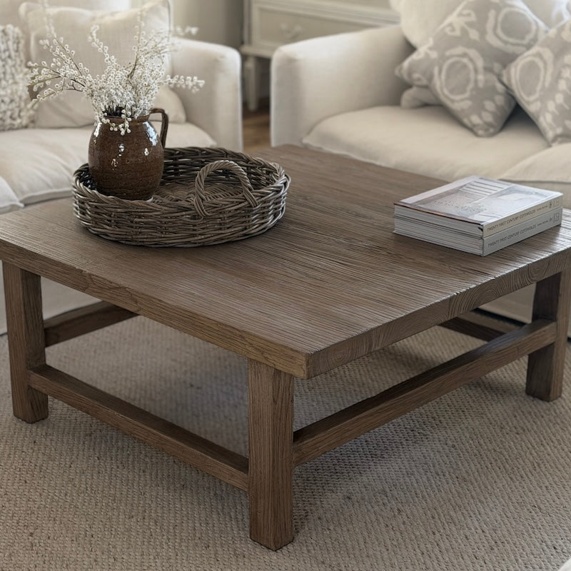 Reclaimed Elm Square Coffee Table Dark 105cm
