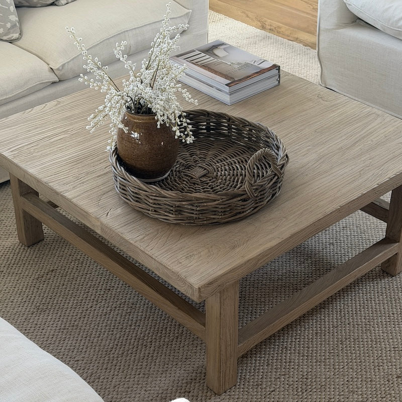 Round Woven Rattan Tray With Handles – Set of 2 Available