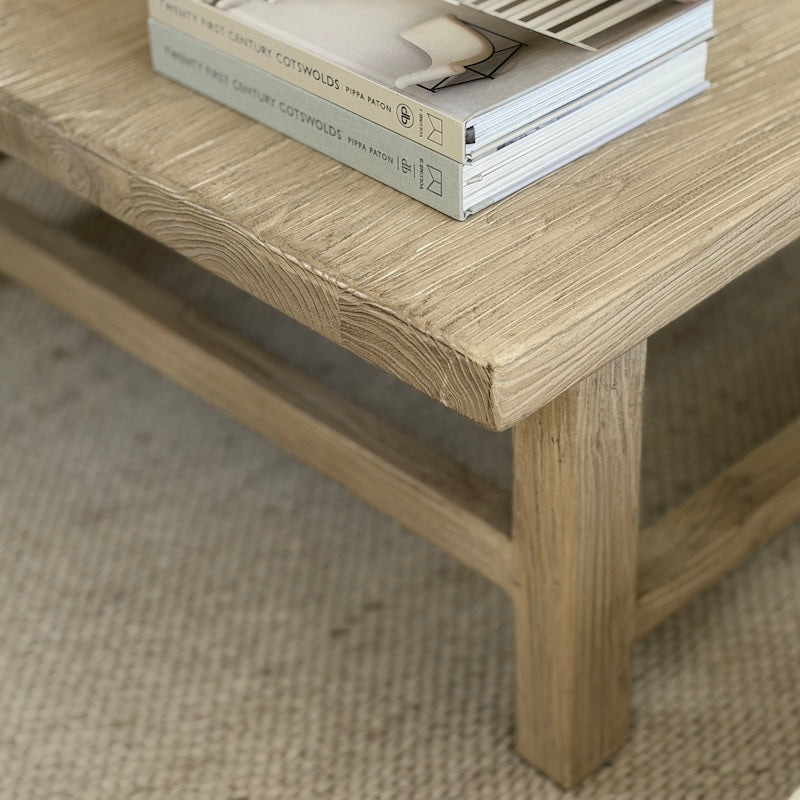 Reclaimed Elm Square Coffee Table Light 105cm