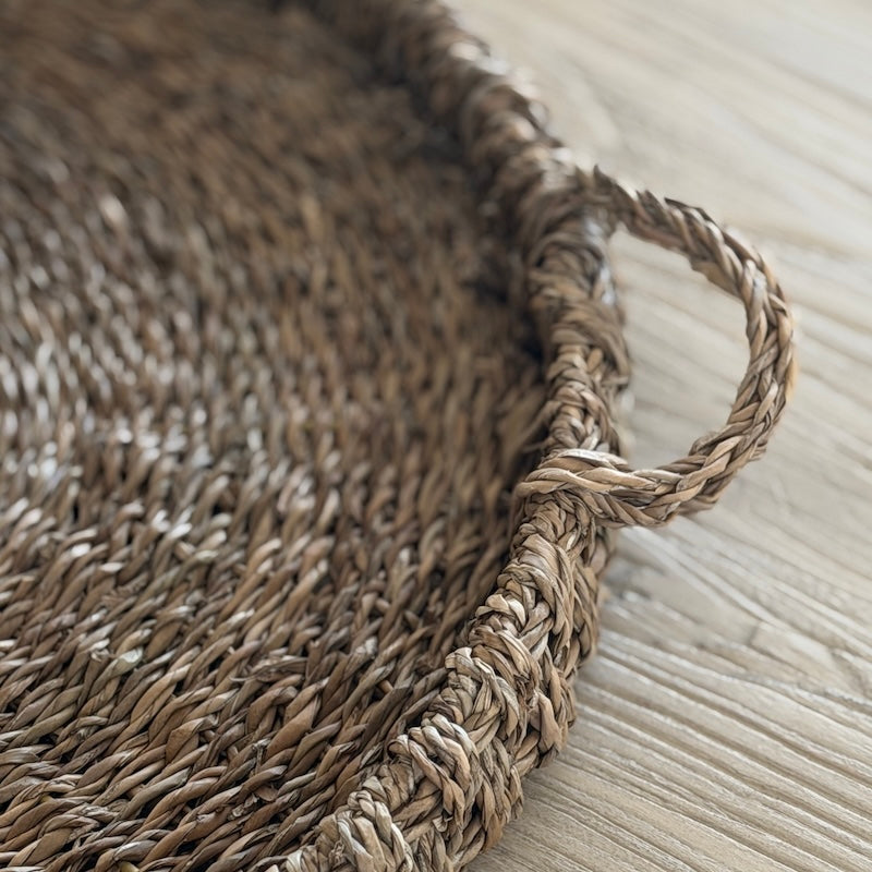 Handwoven Natural Seagrass Round Serving Tray