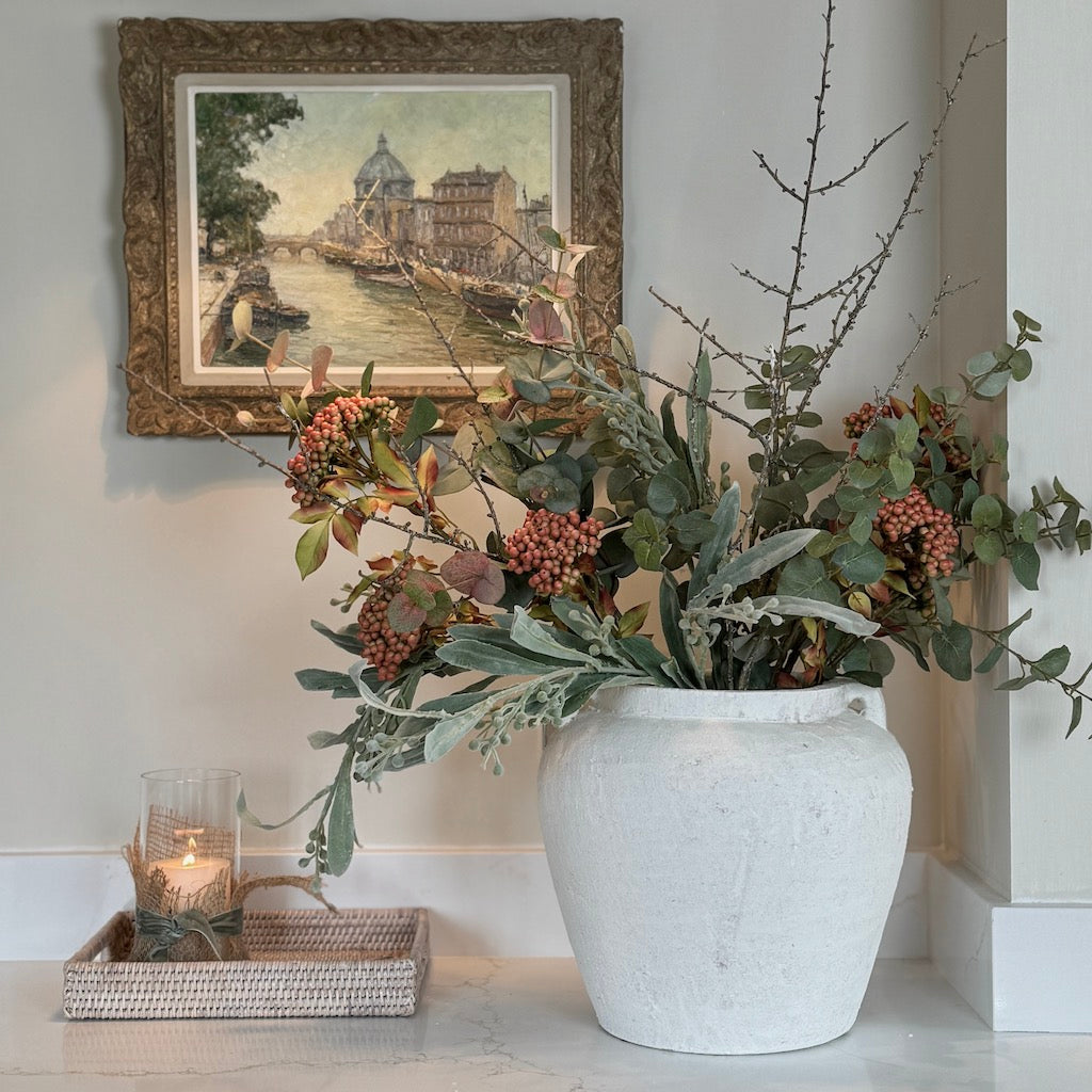 White Terracotta Vase Ear Handles Sophie