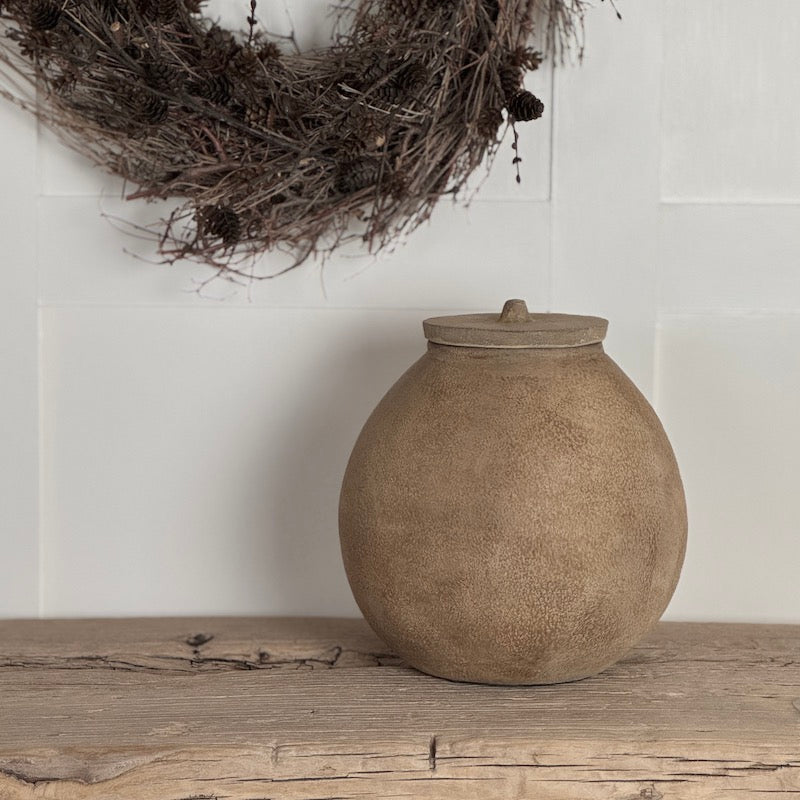 Brown Ornamental Urn With Lid