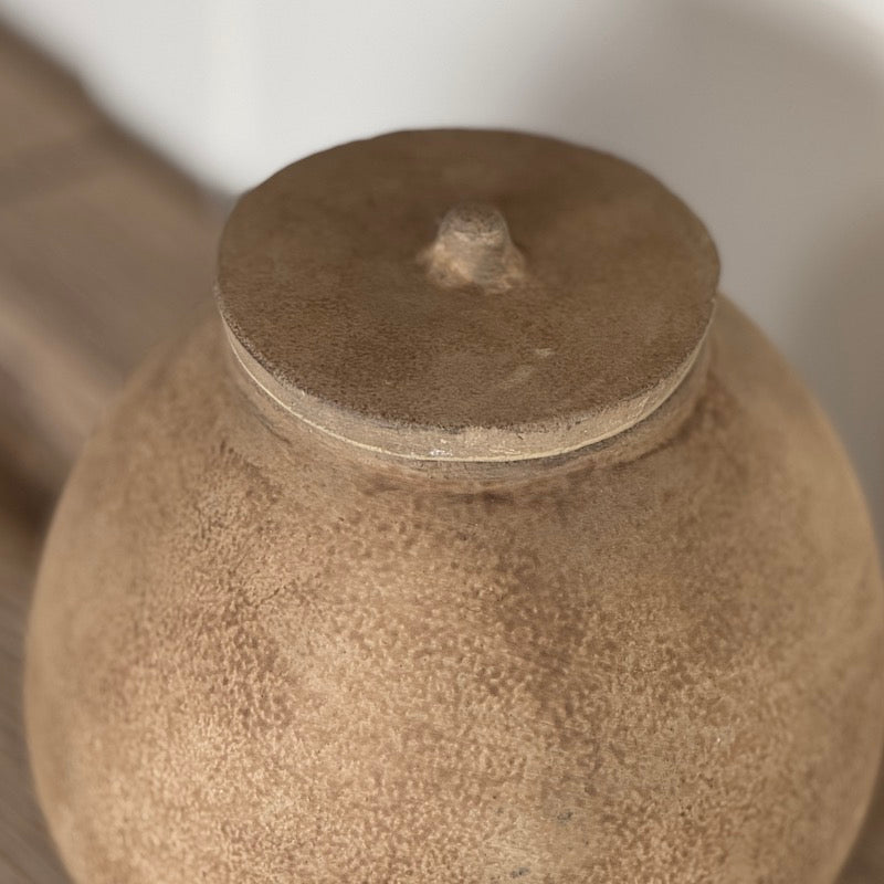 Brown Ornamental Urn With Lid
